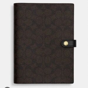 Coach, NWT, Monogram, Spiral Notebook,  Snap Closure, Color Brown, Black